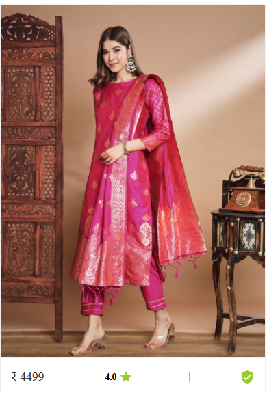 Kartier ethnic sets kurti pant with dupatta thrissur kerala photo 12