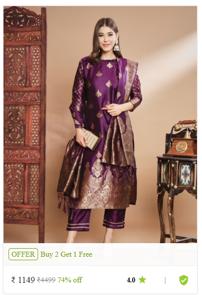Kartier ethnic sets kurti pant with dupatta thrissur kerala photo 10