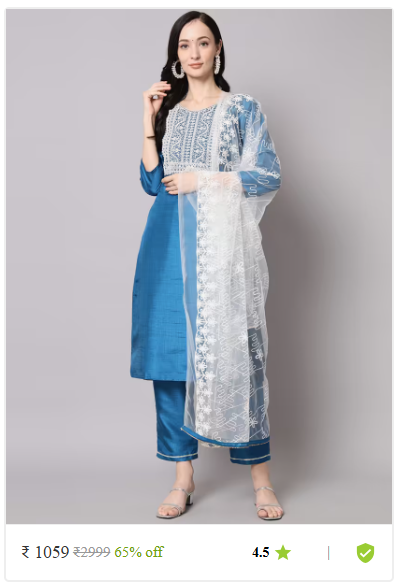 Kartier ethnic sets kurti pant with dupatta thrissur kerala photo 04