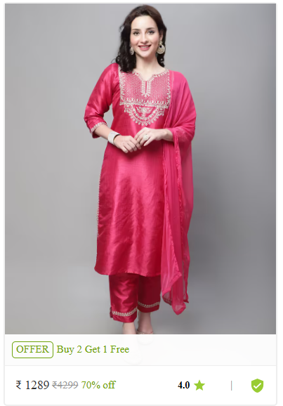 Kartier ethnic sets kurti pant with dupatta thrissur kerala photo 03